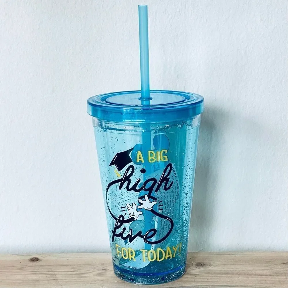 NWT Disney Mickey Mouse Prom Grad Pink A Big High Five for Today travel Tumbler
